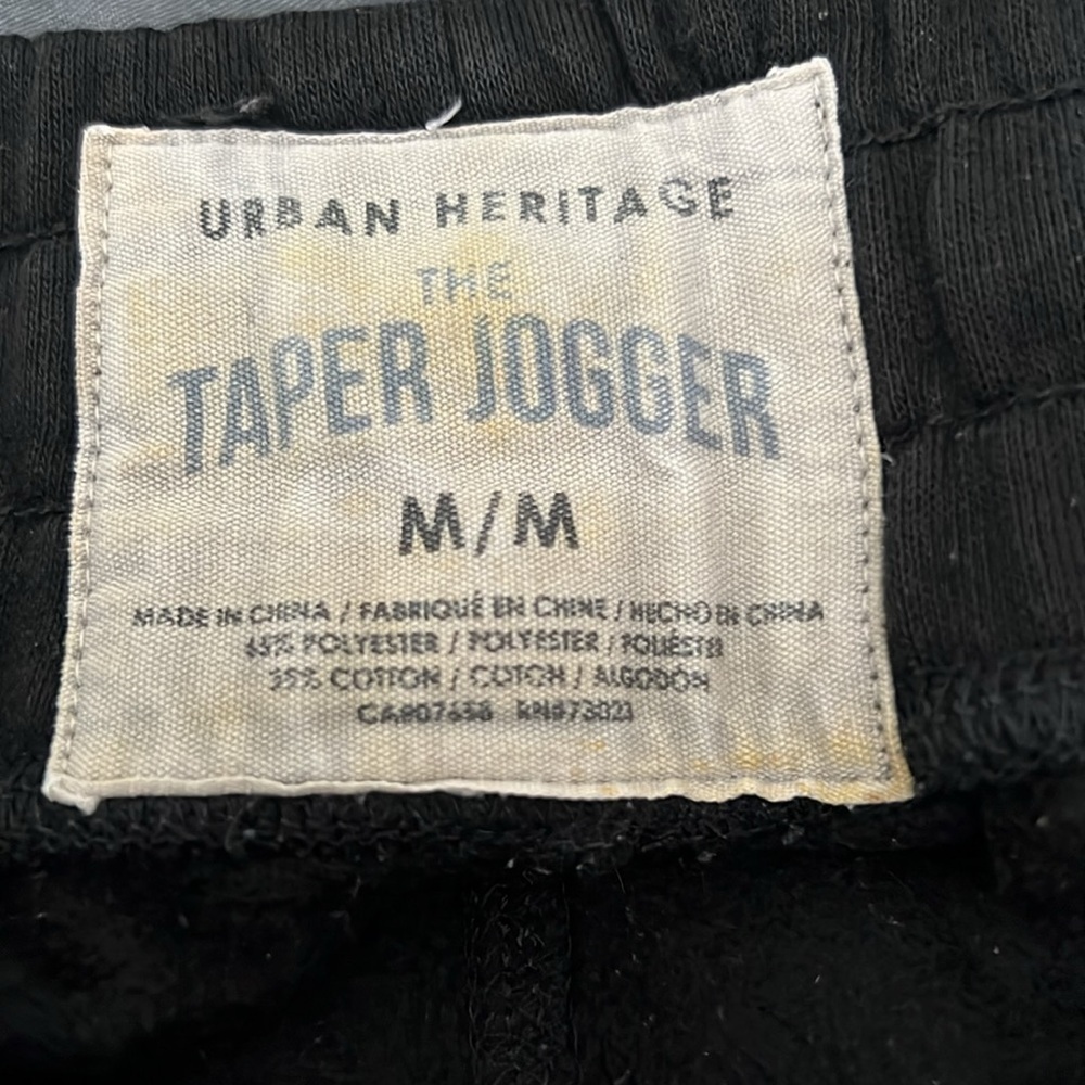 Urban Heritage Black Taper Jogger Sweatpants Mens Medium - Picture 3 of 3